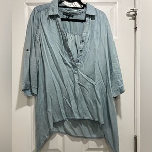SAKS BRAND FLOWY DENIM TUNIC SHIRT